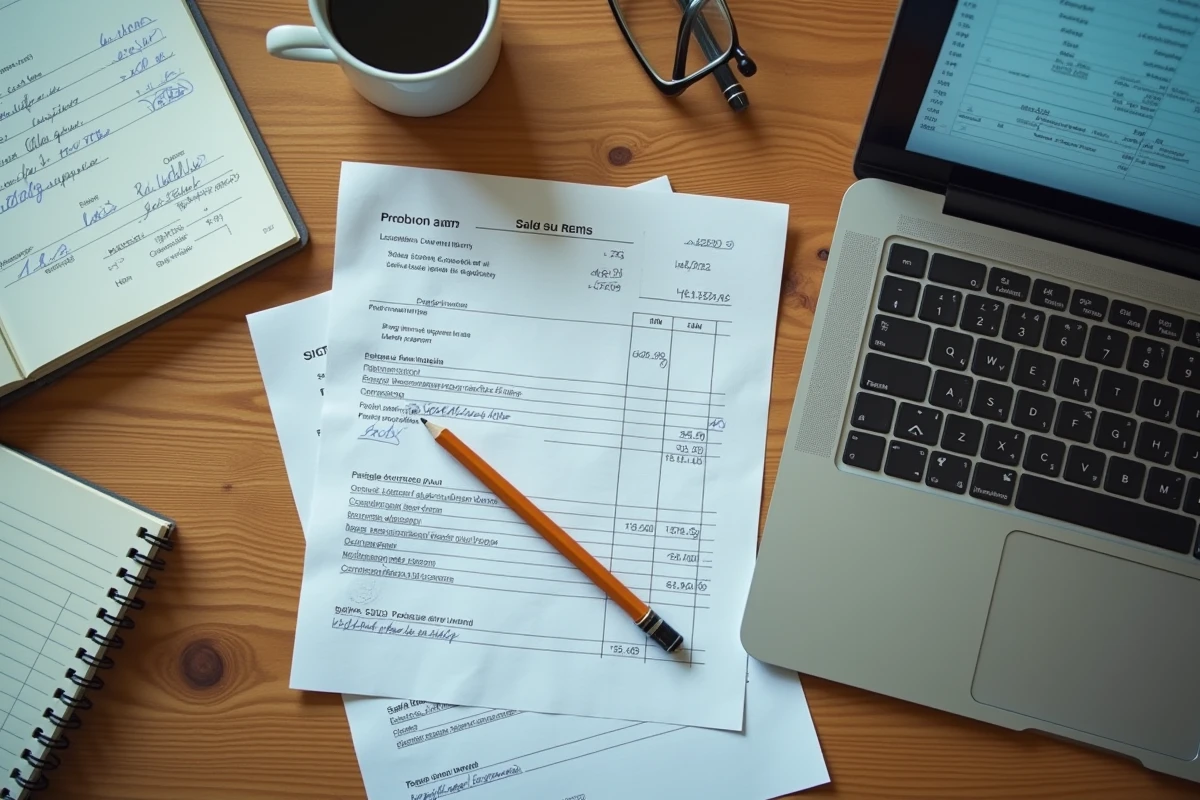 Bureau d'un agent de la fonction publique avec fiche de paie et calculs de simulation salaire net brut 2026