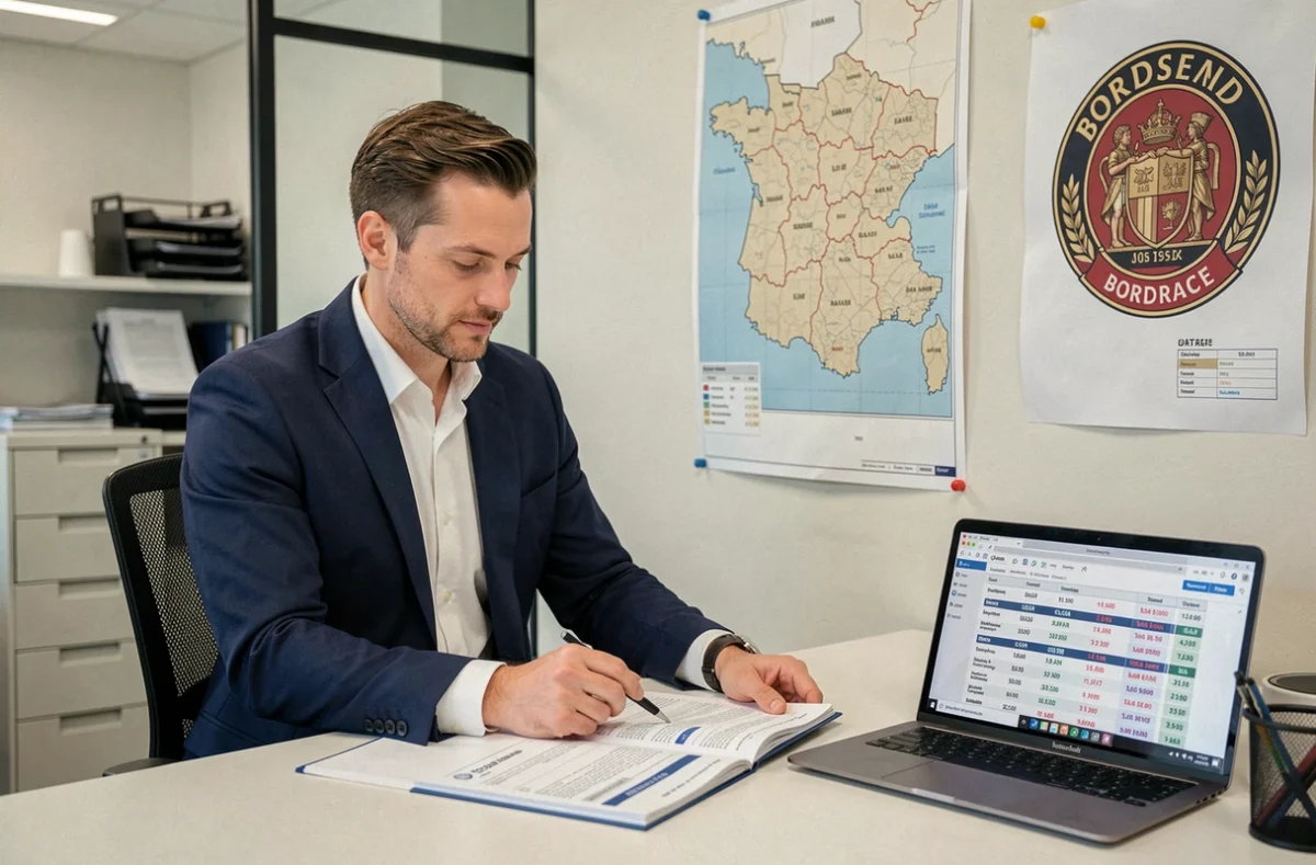 Courtier des Courtiers Bordelais antenne Loire consultant un dossier de crédit immobilier dans son bureau local