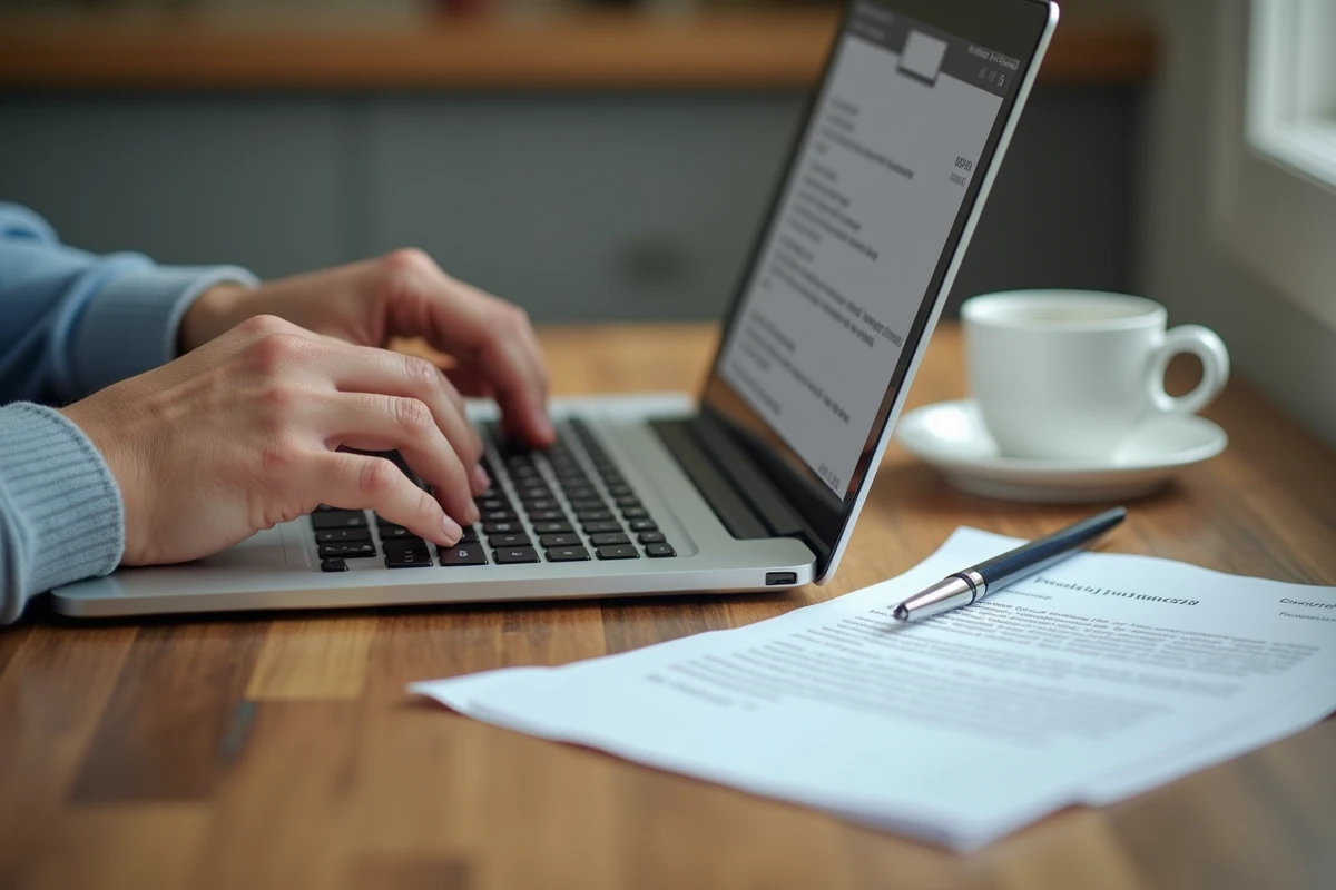 Mains d'un particulier saisissant une demande en ligne pour consulter le fichier Préventel et protéger son dossier de surendettement