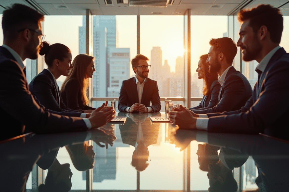 Groupe de professionnels en réunion d'affaires collaboration