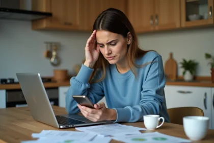 Femme regardant son application bancaire sur smartphone