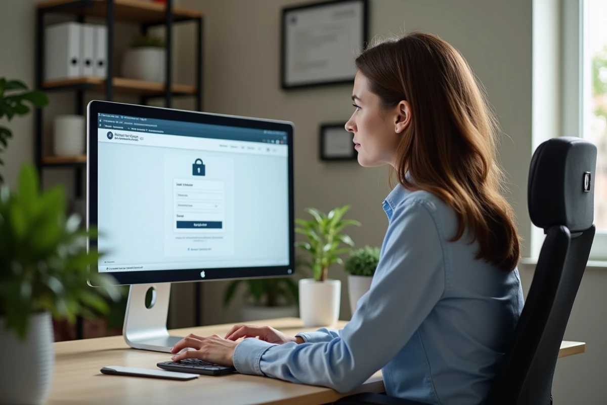 Femme d age moyen consultat son compte bancaire en ligne