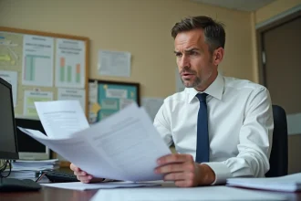 Fonctionnaire français en bureau examinant des documents de revalorisation salariale 2026