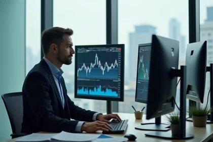 Homme d affaires analysant des graphiques financiers