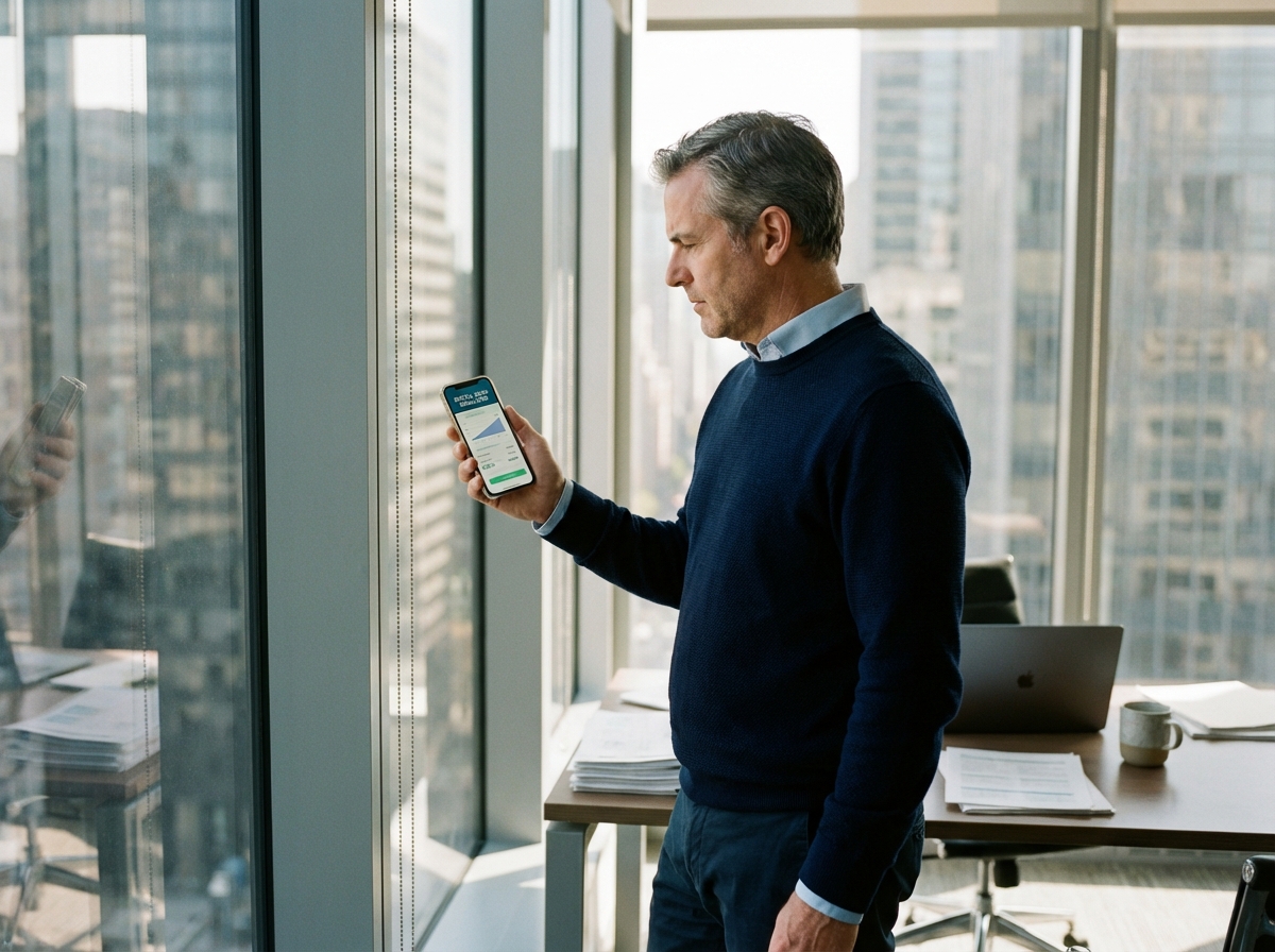 Homme étudiant une simulation de prêt dans un bureau moderne