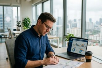 Investisseur analysant des données financières liées à la logistique pour générer des revenus réguliers